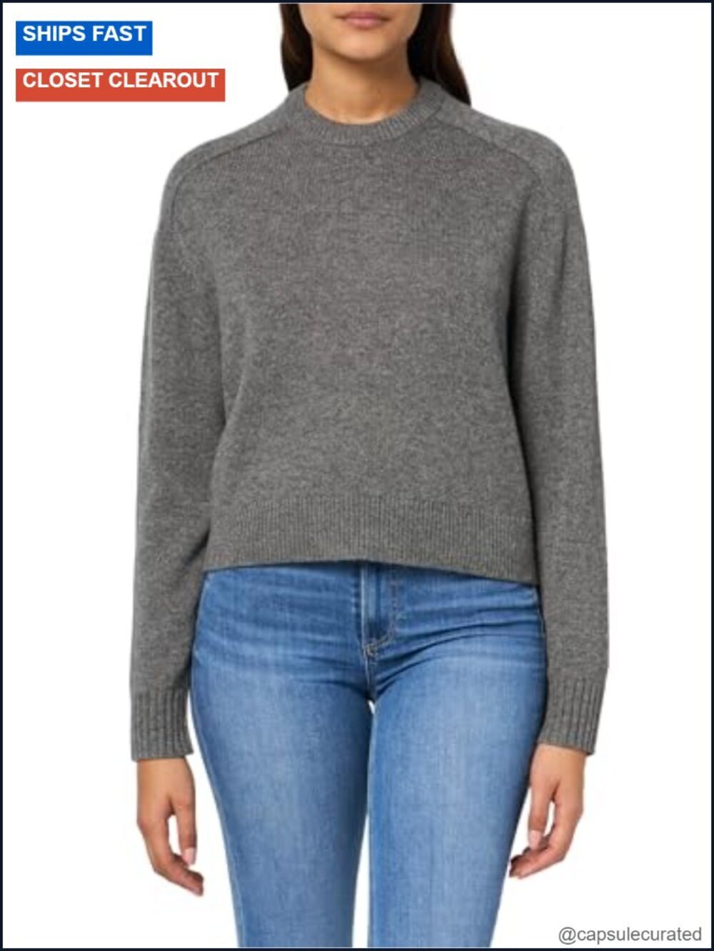 Cashmere Crewneck Pullover Sweater Long Sleeve Loose Fit